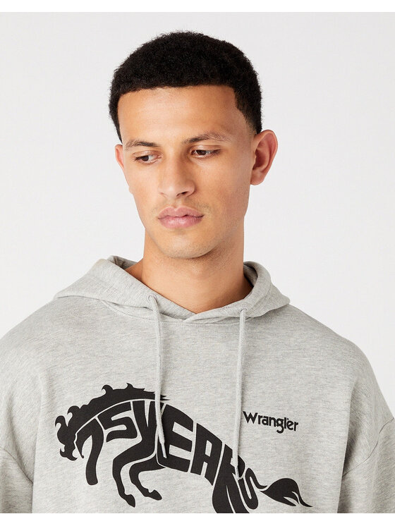 Wrangler Wrangler Bluza 75TH ANNI HOODIE Szary Regular Fit