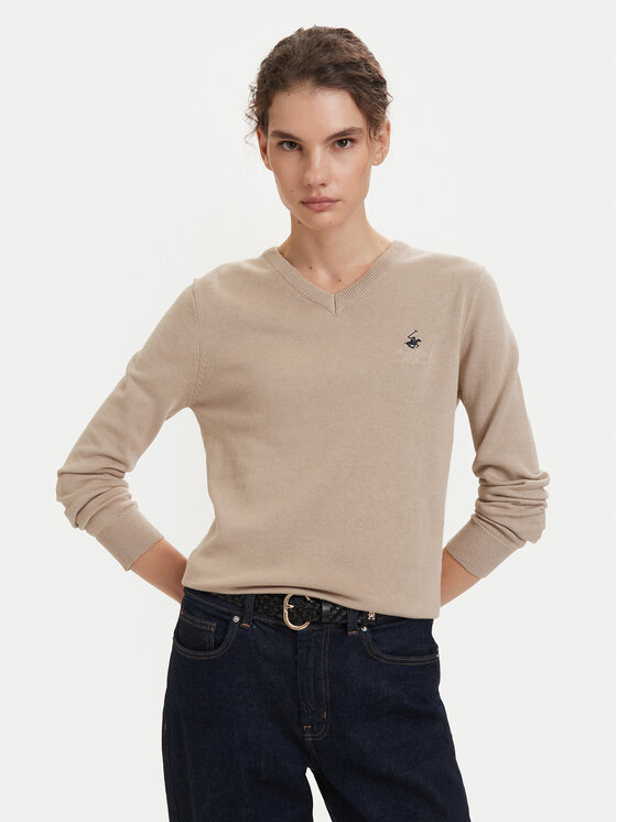 Beverly Hills Polo Club Beverly Hills Polo Club Пуловер P-SS26W-M536563 Бежов Regular Fit