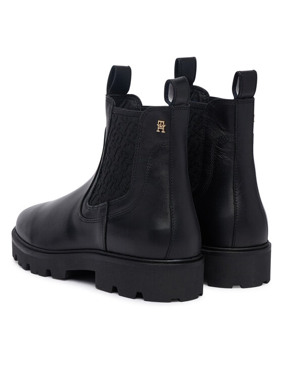 Tommy Hilfiger Tommy Hilfiger Ghete Jodhpur Th Monogram Leather Chelsea Boot FW0FW09562 Negru