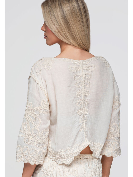Ombre Ombre Bluzka OW-TS-E0070 Beżowy Loose Fit