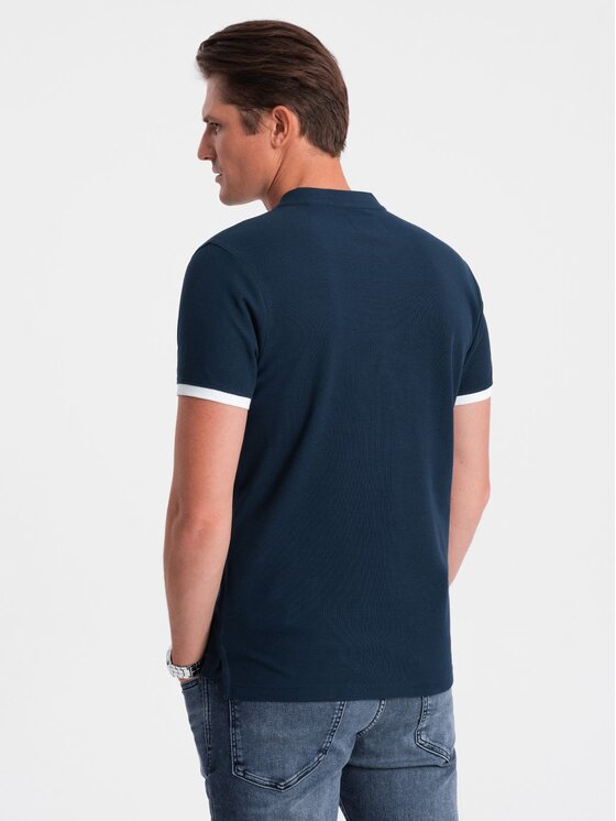 Ombre Ombre T-Shirt OM-TSCT-0156 Tmavomodrá Regular Fit