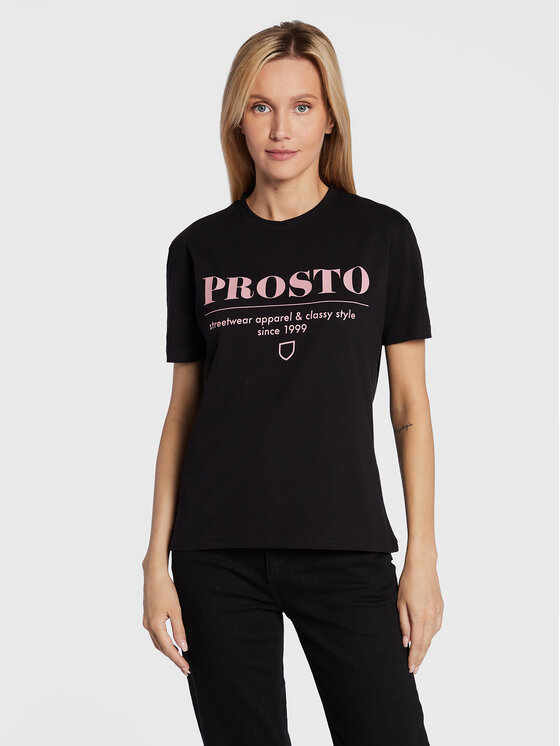 PROSTO. T-krekls KLASYK Doji 1293 Melns Regular Fit