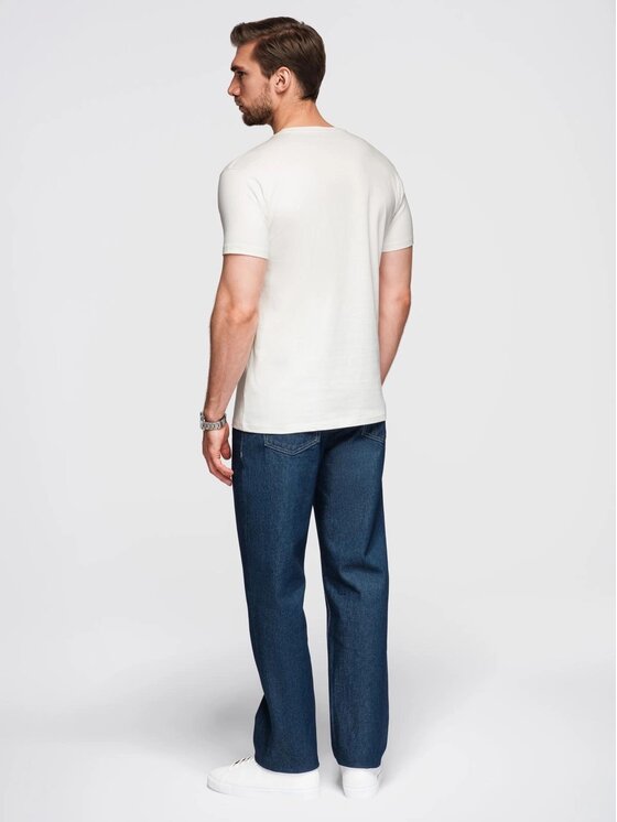 Ombre Ombre T-Shirt OM-TSPT-0248 Biały Regular Fit