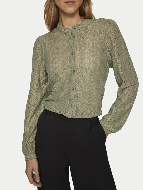 Vila Vila Košile Chikka 14082977 Zelená Regular Fit