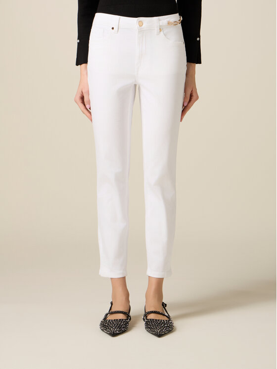 Oltre Oltre Pantaloni di tessuto P728R108903N011 Bianco Skin Fit
