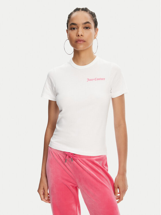 Juicy Couture Juicy Couture Tricou La Beach JCWCT125319 Alb Regular Fit