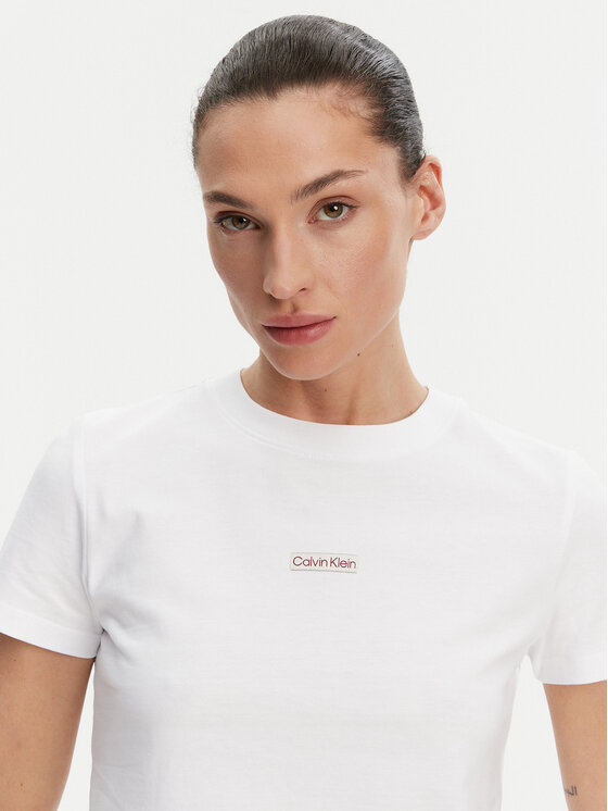 Calvin Klein Jeans Calvin Klein Jeans Tričko Placed Institutional J20J225524 Biela Slim Fit