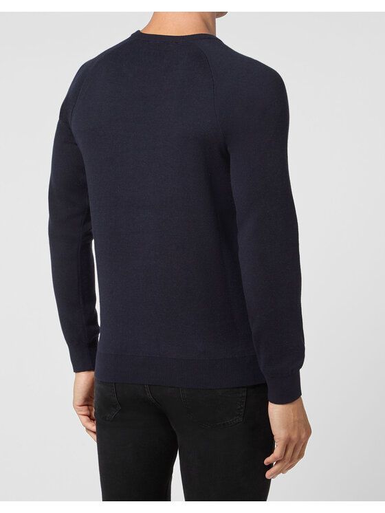 PHILIPP PLEIN PHILIPP PLEIN Sweter 8079 Granatowy Regular Fit