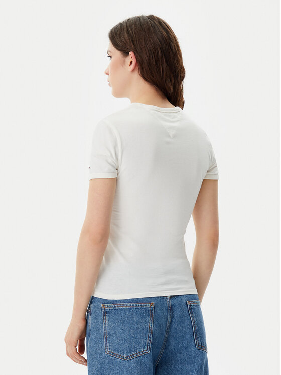 Tommy Jeans Tommy Jeans Tričko Nyc Ringer DW0DW20323 Écru Slim Fit