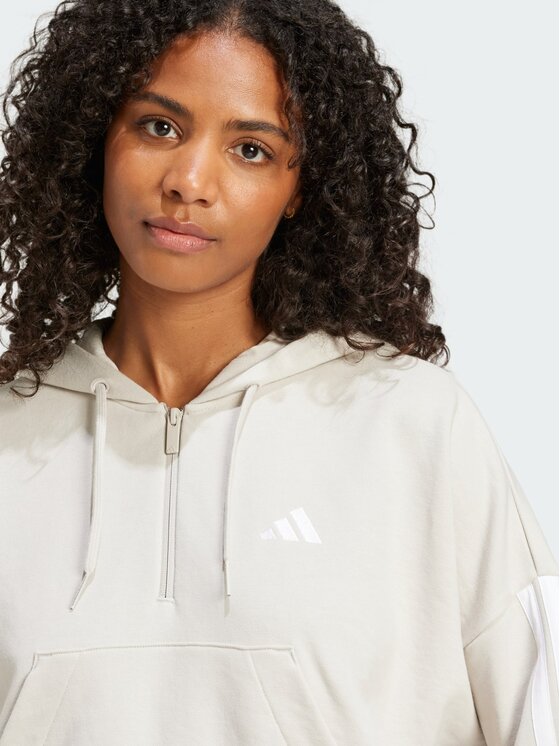 adidas adidas Bluza 3-Stripes French Terry Beżowy Loose Fit