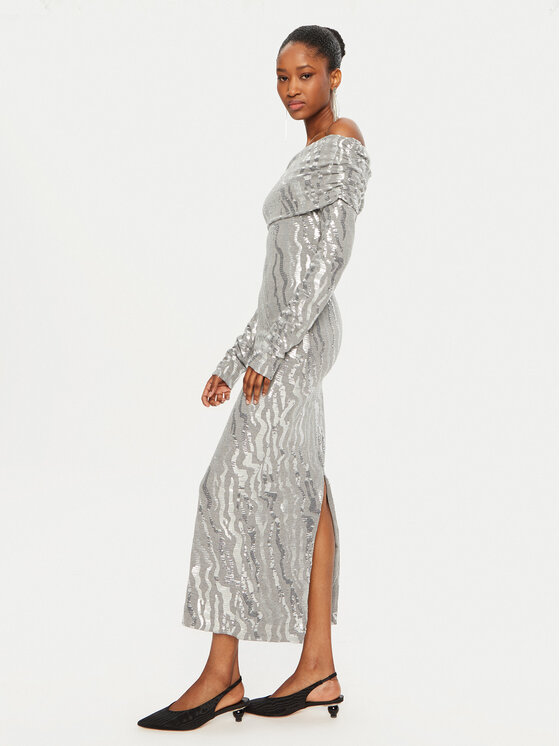 ROTATE ROTATE Φόρεμα κοκτέιλ 113439720 Ασημί Slim Fit