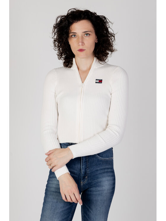 Tommy Jeans Tommy Jeans Maglione TJW BADGE ZIP TRHU S Bianco Regular Fit