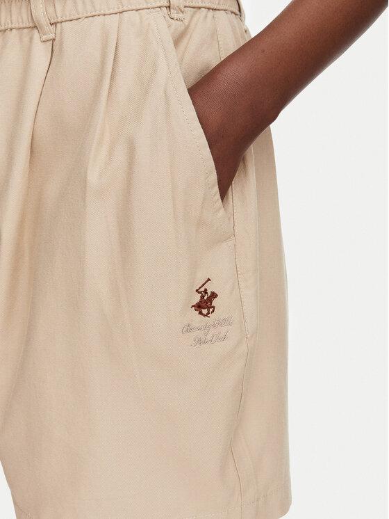 Beverly Hills Polo Club Beverly Hills Polo Club Pantalon scurți din material P-SS26W-B576580-VF Bej Regular Fit