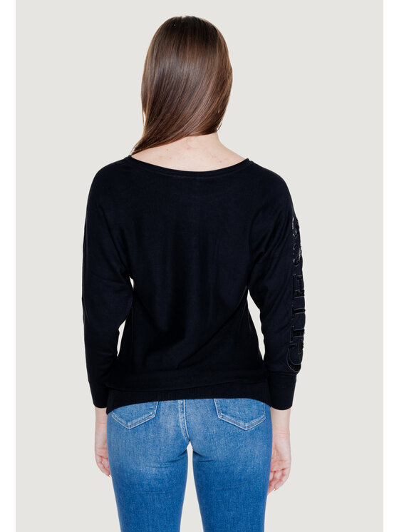 Guess Guess Sweter MAEVE LOGO BAT SLEEVE Czarny Shirt Fit