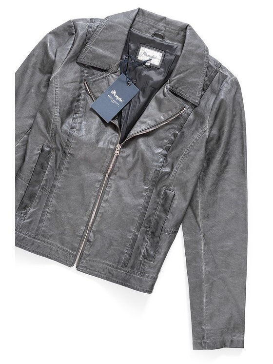 Wrangler Wrangler Kurtka damska WOMEN BIKER Szary Regular Fit