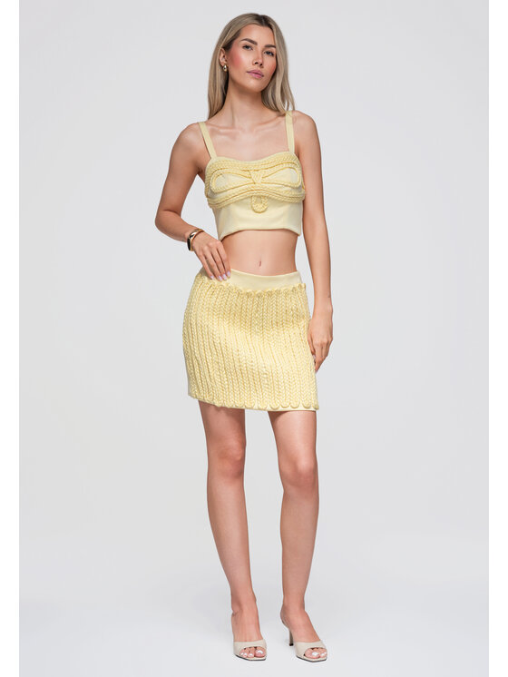 Ombre Ombre Spódnica mini OW-GL-E0016 Żółty Authentic Slim Fit
