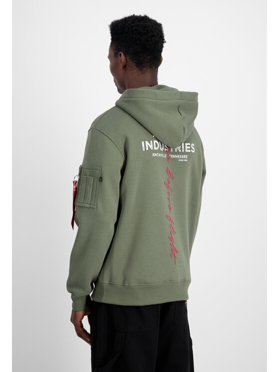 Alpha Industries Alpha Industries Bluza Signature Backprint Hoodie Zielony Regular Fit