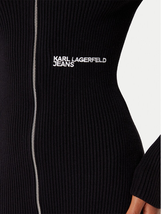 Karl Lagerfeld Jeans Karl Lagerfeld Jeans Trikotāžas kleita A4W13011 Melns Slim Fit
