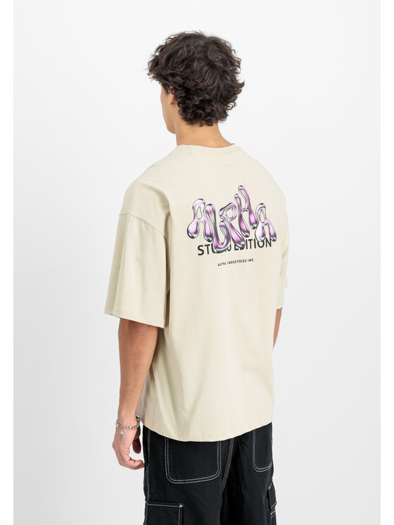 Alpha Industries Alpha Industries T-Shirt Studio Edition Backprint T-Shirt Beżowy Loose Fit
