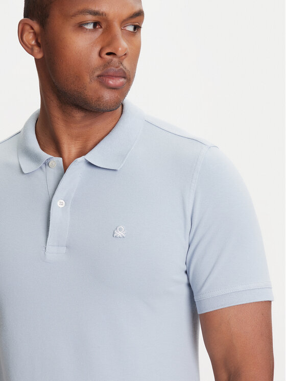 United Colors Of Benetton United Colors Of Benetton Polo 3WG9U301Z Niebieski Slim Fit