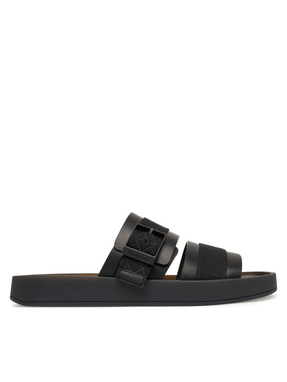 Calvin Klein Calvin Klein Klapki Ergon Buckle Sandal Wb Lth Aop HM0HM02096 Czarny