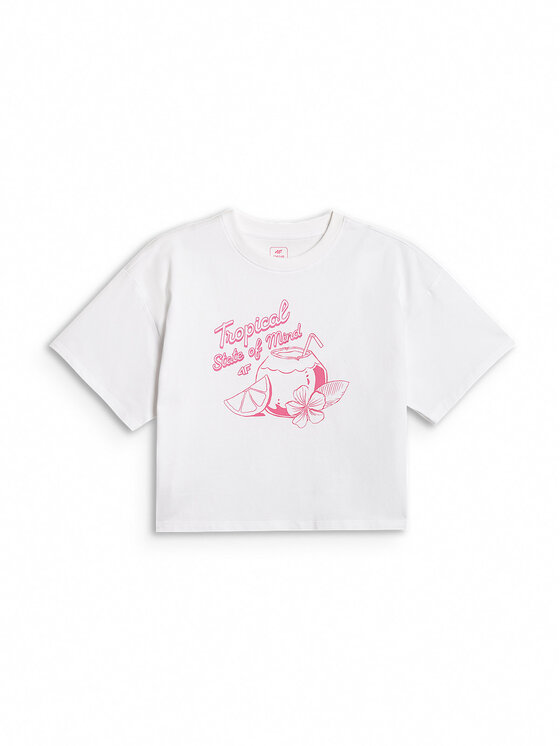 4F 4F T-Shirt SUMMER SPLASH Biały Loose Fit