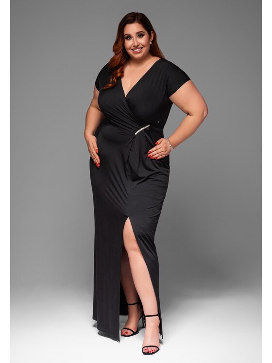 Ombre Ombre Sukienka wieczorowa LA-OM-DLR013 Czarny Regular Fit