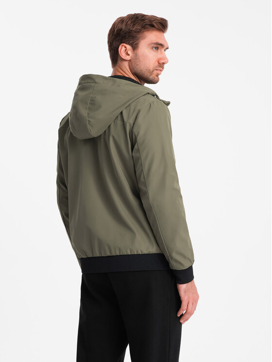 Ombre Ombre Kurtka przejściowa OM-JANP-0149 Khaki Regular Fit