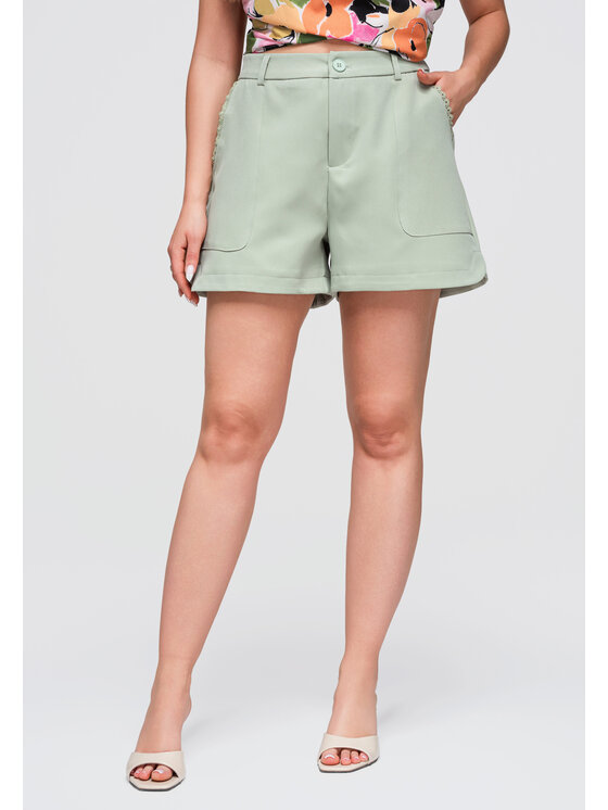 Ombre Ombre Szorty materiałowe OW-ST-E0009 Zielony Relaxed Fit