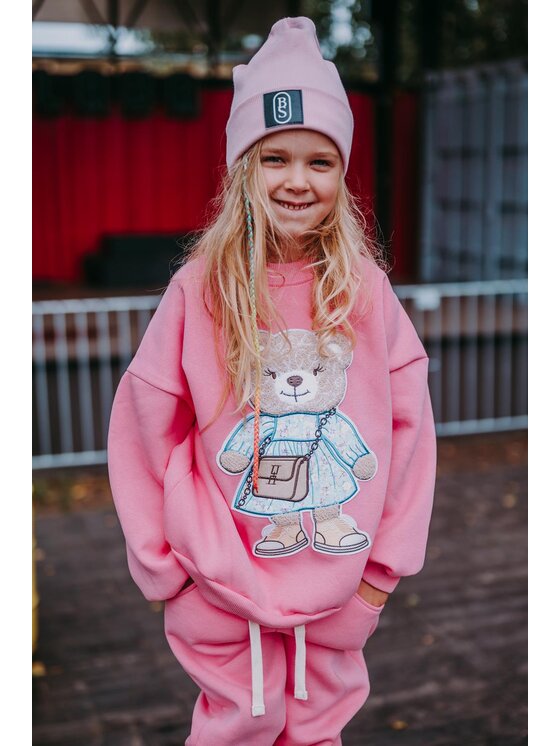 Bejbi Story Bejbi Story Bluza Bluza oversize Emily Teddy bez kaptura Różowy Oversize