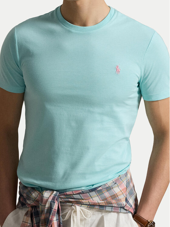 Polo Ralph Lauren Polo Ralph Lauren T-krekls 710671438506 Tirkīzs Custom Slim Fit
