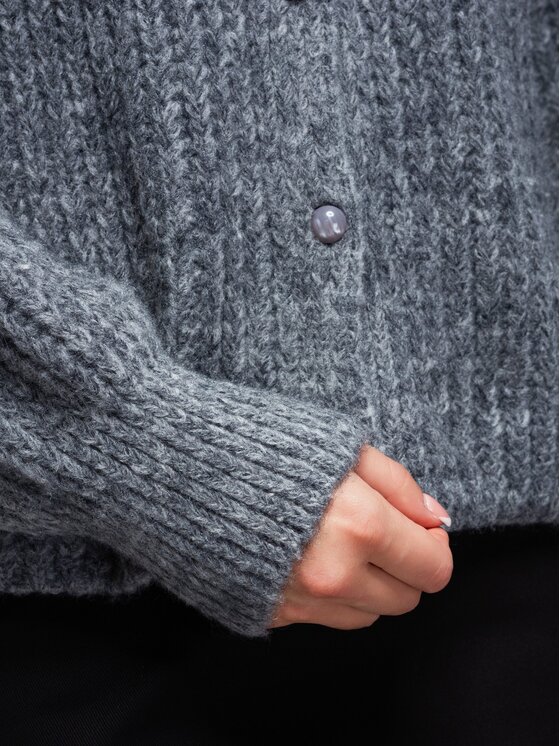 Ombre Ombre Sweter OW-SW-E0071 Szary Relaxed Fit