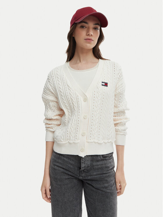 Tommy Jeans Tommy Jeans Kardigán DW0DW23024 Ekru Regular Fit