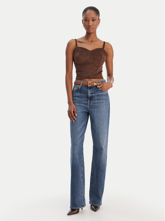 Guess Guess Top W6RH03 WJ472 Hnedá Slim Fit
