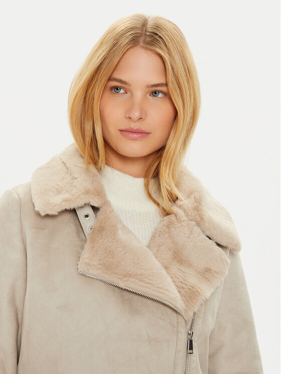Brave Soul Brave Soul Cappotto in shearling LJK-BLACKOUTSTON Beige Regular Fit