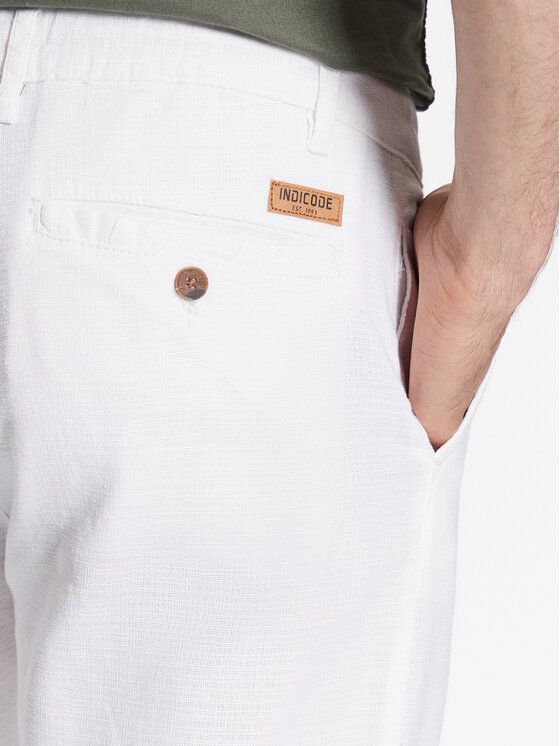INDICODE INDICODE Pantaloni din material Clio 60-301 Alb Regular Fit