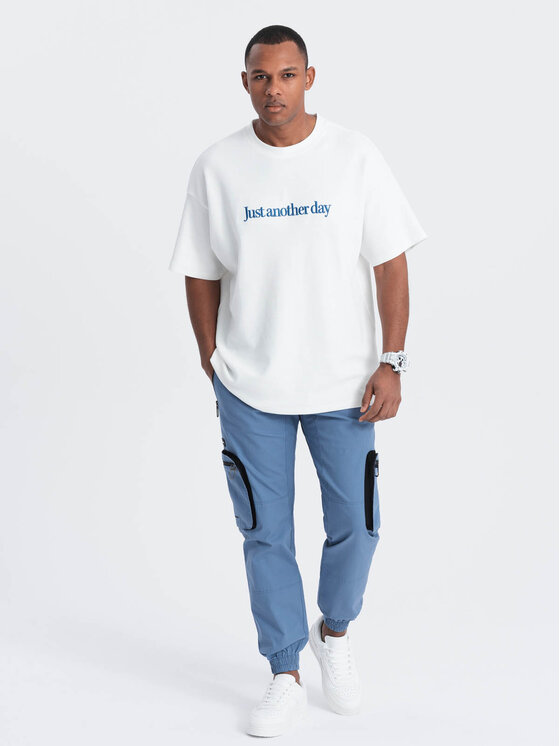 Ombre Ombre Joggers kalhoty OM-PAJO-0135 Modrá Cargo Fit