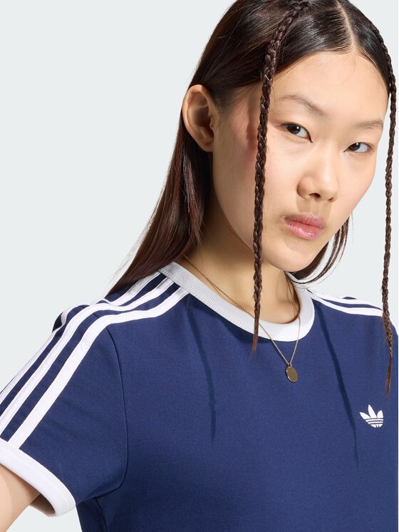 adidas adidas T-Shirt 3 STRIPES SLIM TEE Niebieski jasny Slim Fit