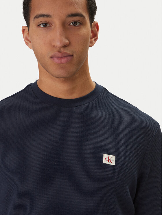 Calvin Klein Jeans Calvin Klein Jeans T-Shirt Waffle Badge LV04RD008G Granatowy Regular Fit
