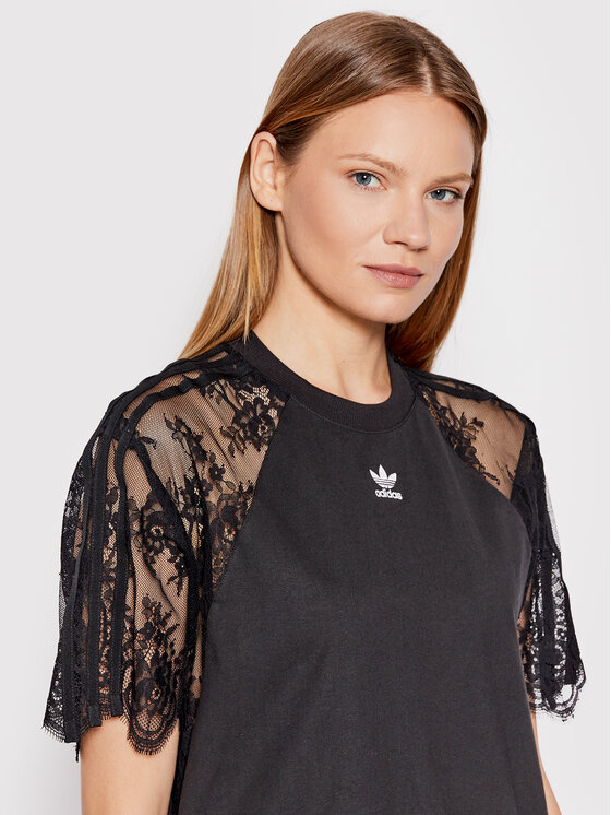 adidas Sukienka codzienna adicolor Classics Lace HC4571 Czarny Relaxed Fit  | Modivo.pl