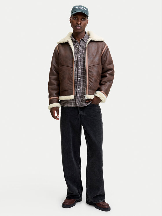 Jack & Jones Jack & Jones Bunda z imitácie kože Liverpool 12282948 Hnedá Regular Fit