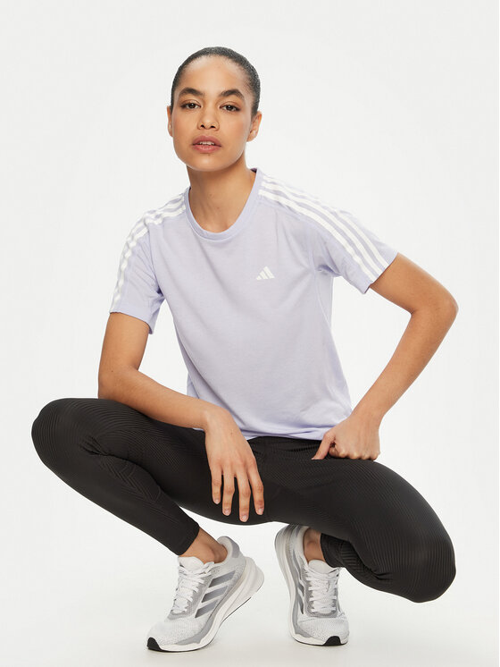 adidas adidas Tricou tehnic Own the Run 3-Stripes JD2276 Violet Regular Fit