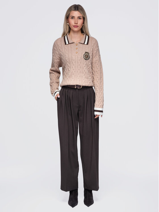 Ombre Ombre Sweter OW-SW-E0024 Beżowy Regular Fit