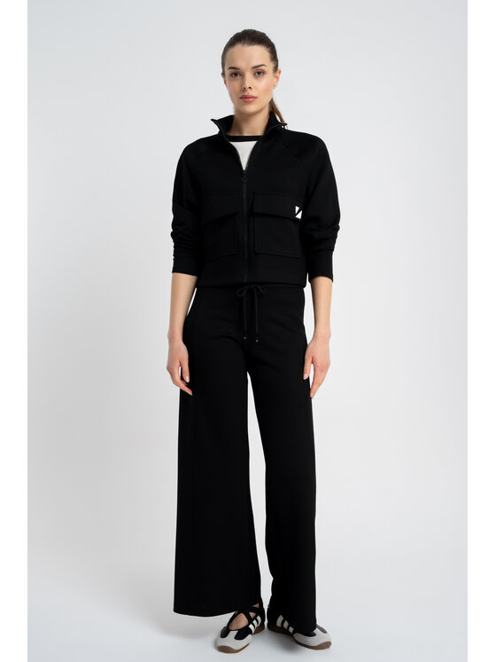 CLICK CLICK Kalhoty z materiálu 30-330 Černá Relaxed Fit