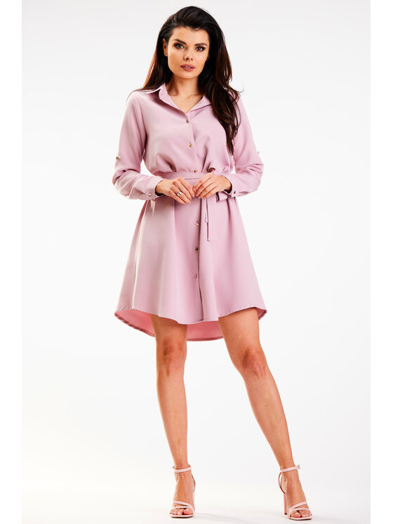 Awama Awama Sukienka letnia A568 Różowy Basic Fit