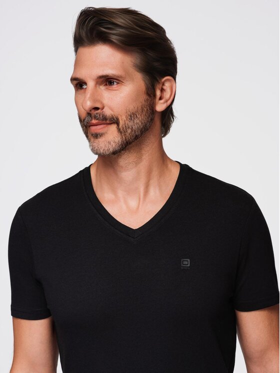 Ombre Ombre T-Shirt OM-TSCT-0106 Czarny Slim Fit