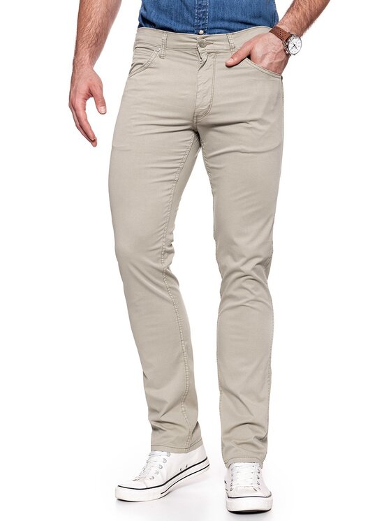 Wrangler Wrangler Spodnie materiałowe GREENSBORO Beżowy Straight Fit