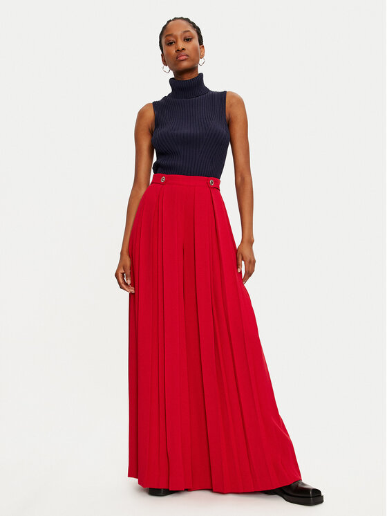 TWINSET TWINSET Palazzo hlače 242TT2172 Rdeča Wide Leg