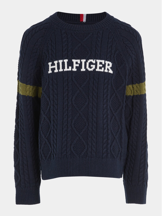 Tommy Hilfiger Tommy Hilfiger Sweter Monotype KB0KB08513 Granatowy Regular Fit