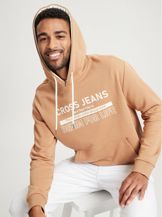 Cross Jeans Cross Jeans Bluza 25435-082 Brązowy Hoodie Fit